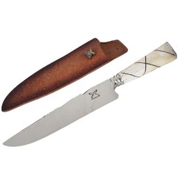 Faca Forjada Integral 9mm Dorso Cabo Osso Artesanal 10' Churrasco Aço Inox 420c Bruta - 1