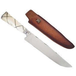 Faca Forjada Integral 9mm Dorso Cabo Osso Artesanal 10' Churrasco Aço Inox 420c Bruta - 9