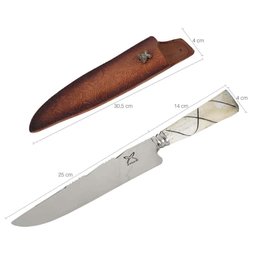 Faca Forjada Integral 9mm Dorso Cabo Osso Artesanal 10' Churrasco Aço Inox 420c Bruta - 4