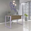 Ver imagem 1 de Escrivaninha Mesa Escritório X 150cm Industrial Noce Naturalle e Lilas Marrom/Marromle