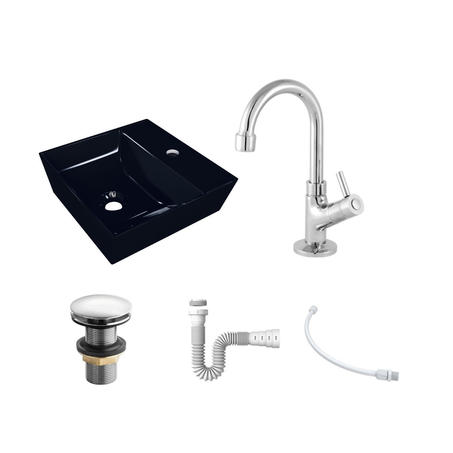 Kit Cuba Aq33 Volcano com Torneira 1198 e Válvula Click com Sifão e Flexível - 3