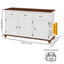 Ver imagem 4 de Balcão de Cozinha 631 Branco Laca com 3 Portas, 3 Gavetas e Pés Torneados Imbuia Glazer
