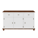 Ver imagem 1 de Balcão de Cozinha 631 Branco Laca com 3 Portas, 3 Gavetas e Pés Torneados Imbuia Glazer