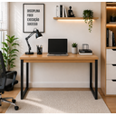 Ver imagem 3 de Escrivaninha Mesa Computador Estudo Office Aparador Pés Aço- Freijó Preto