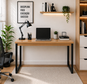Ver imagem 3 de Escrivaninha Mesa Computador Estudo Office Aparador Pés Aço- Freijó Preto