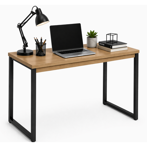 Escrivaninha Mesa Computador Estudo Office Aparador Pés Aço- Freijó Preto