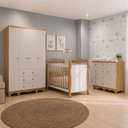 Ver imagem 1 de Quarto de Bebê Completo Berço 3 em 1 Guarda-Roupa Cômoda MDF Nina Espresso Móveis Off White/Amêndoa