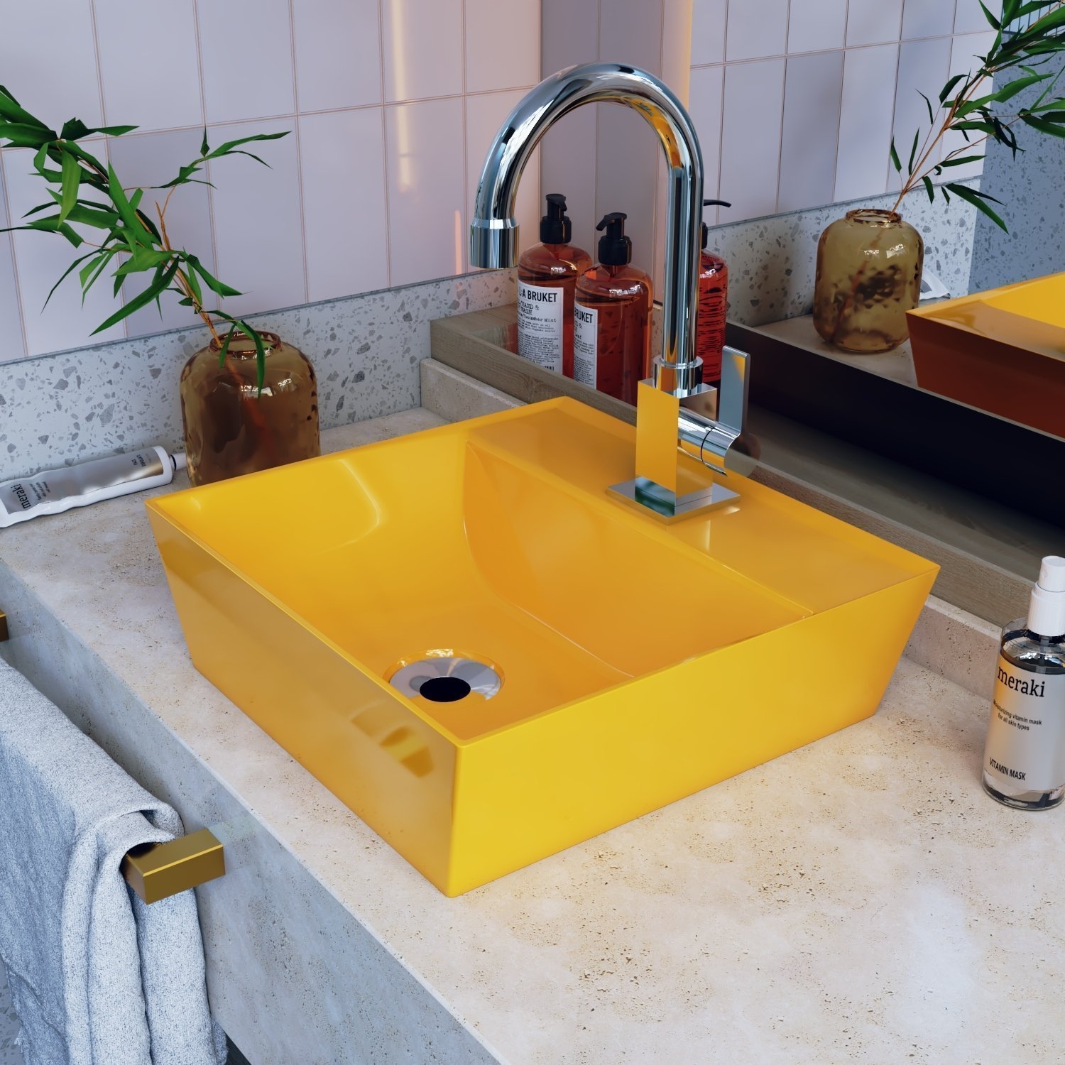 Kit Cuba Aq33 Volcano com Torneira Luxo e Válvula Metal com Sifão e Flexível - 11