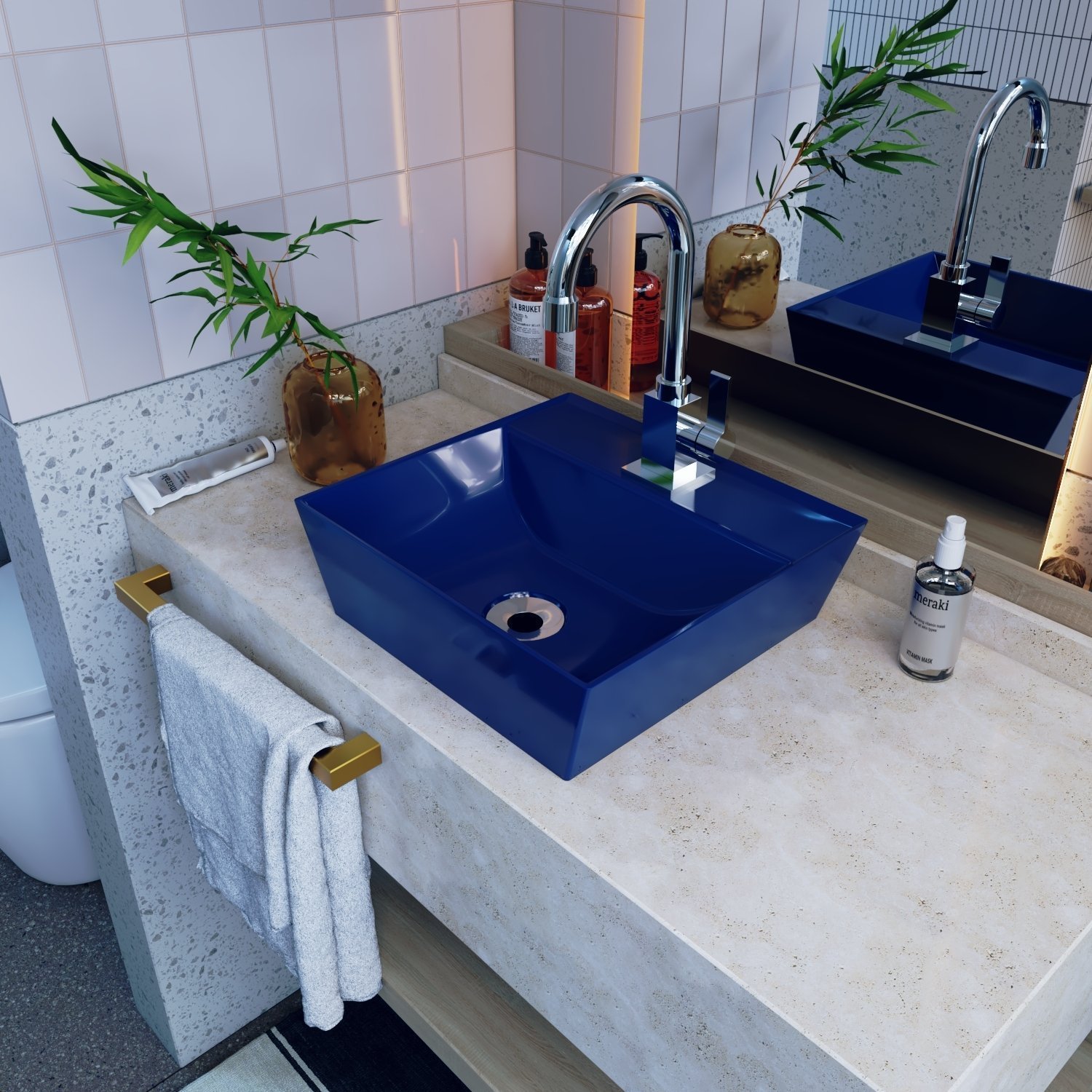 Kit Cuba Aq33 Volcano com Torneira Luxo e Válvula Metal com Sifão e Flexível - 1