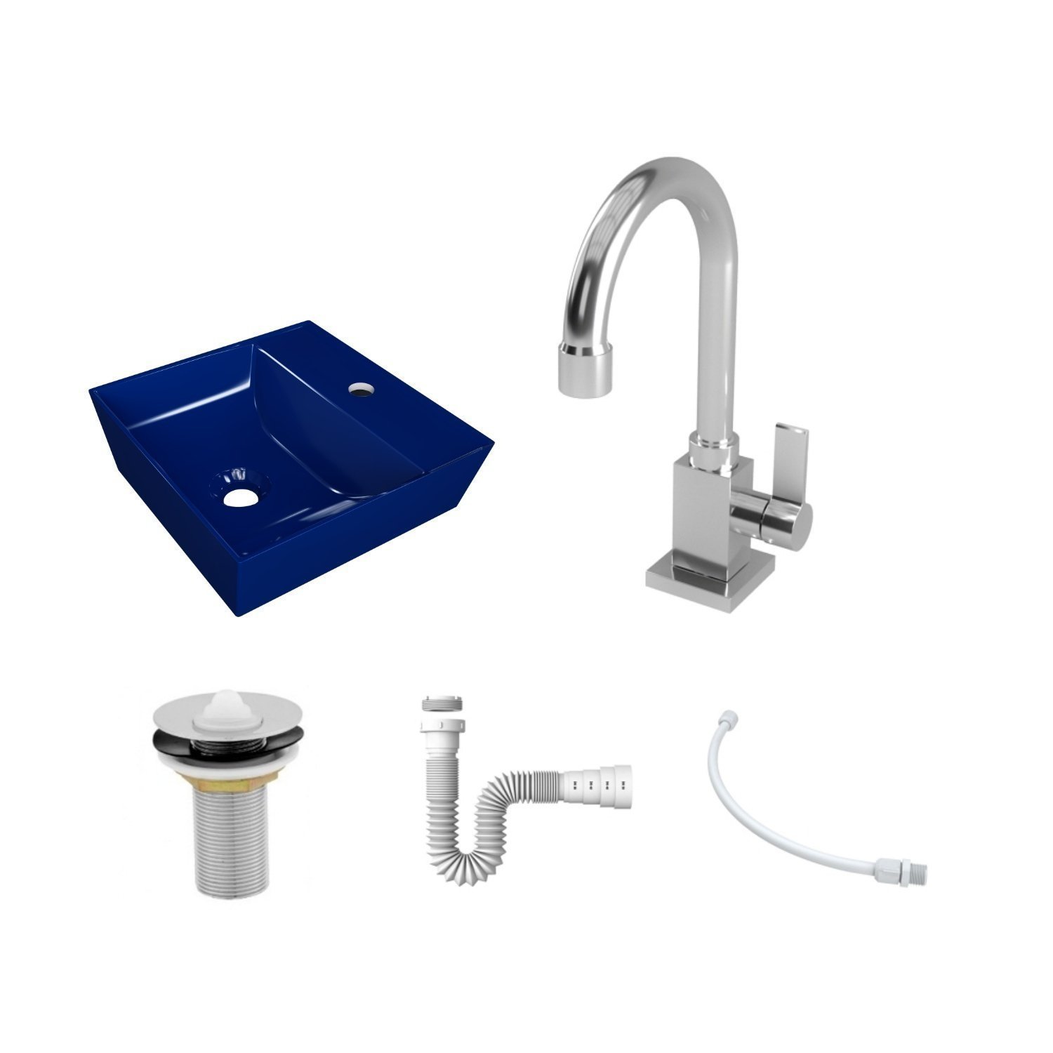 Kit Cuba Aq33 Volcano com Torneira Luxo e Válvula Metal com Sifão e Flexível - 3
