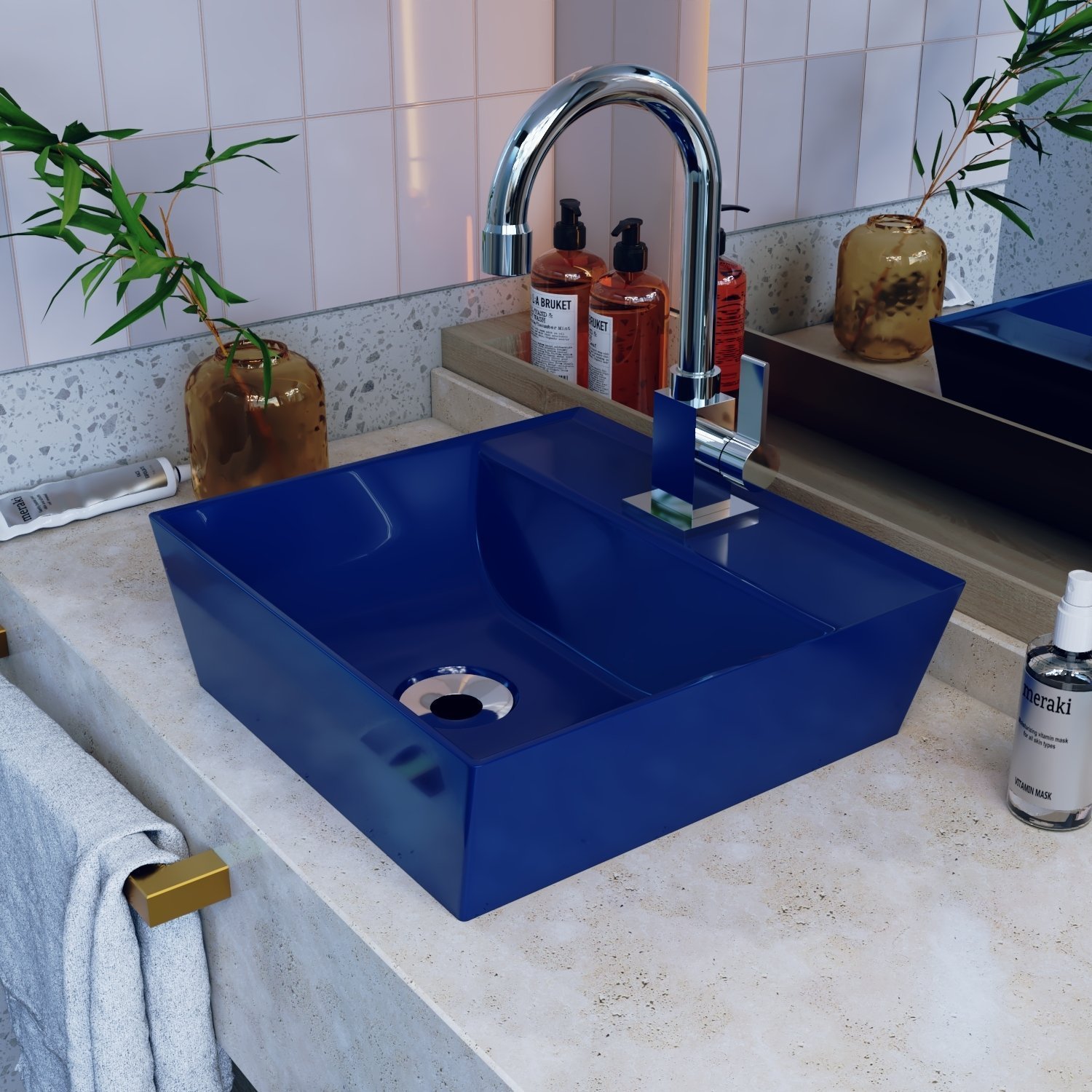 Kit Cuba Aq33 Volcano com Torneira Luxo e Válvula Metal com Sifão e Flexível - 11