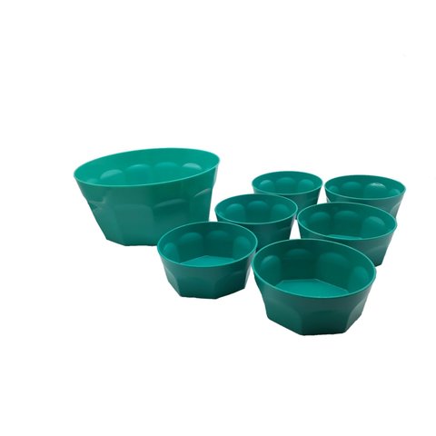 Conjunto de Sobremesa Oitavado Tigela Saladeira Potes Cozinha 7 Peças Verde Água Opaco