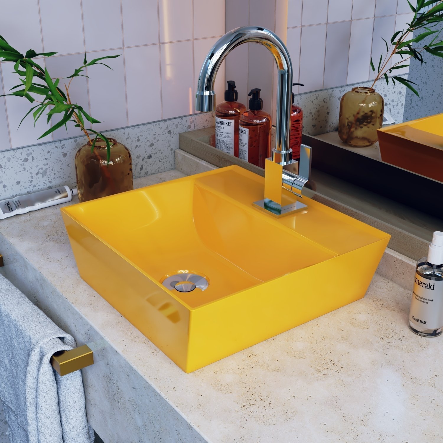 Kit Cuba Aq33 Volcano com Torneira Luxo e Válvula Botão com Sifão e Flexível - 11