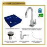 Kit Cuba Aq33 Volcano com Torneira Luxo e Válvula Botão com Sifão e Flexível - 10