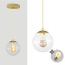 Ver imagem 1 de Pendente Ouro C/ Globo de Vidro Cristal de 14cm + Led 2w