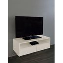 Ver imagem 1 de Rack para Tv Suspenso Bancada com Nicho e Gaveta Off White Laca