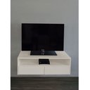 Ver imagem 2 de Rack para Tv Suspenso Bancada com Nicho e Gaveta Off White Laca