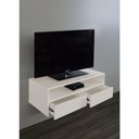 Ver imagem 3 de Rack para Tv Suspenso Bancada com Nicho e Gaveta Off White Laca