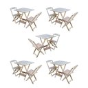 Ver imagem 1 de Kit 5 Conjuntos De Mesa Dobravel Com 2 Cadeiras De Madeira 70X70 Para Restaurante E Bar - Sem Pintur