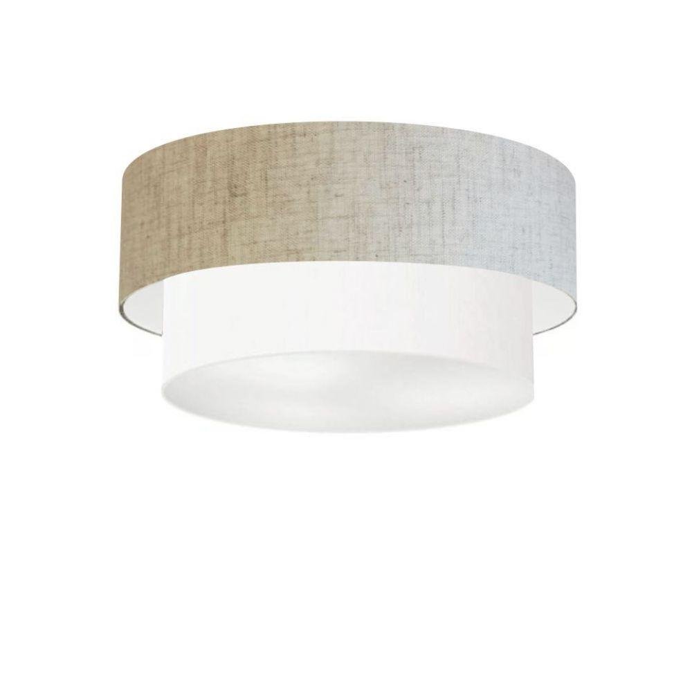 Plafon Para Sala De Tv Cilíndrico Cúpula Rustico Bege Branco - 1