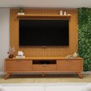 Ver imagem 1 de Conjunto Painel Lyon + Rack Viena 3 Gavetas 220 cm Rack Naturalle Painel sem LED Mavaular