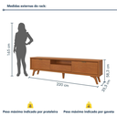 Ver imagem 6 de Conjunto Painel Lyon + Rack Viena 3 Gavetas 220 cm Rack Naturalle Painel sem LED Mavaular