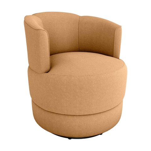 Poltrona Decorativa Giratória Base de Ferro Marselha Boucle Mostarda Matrix