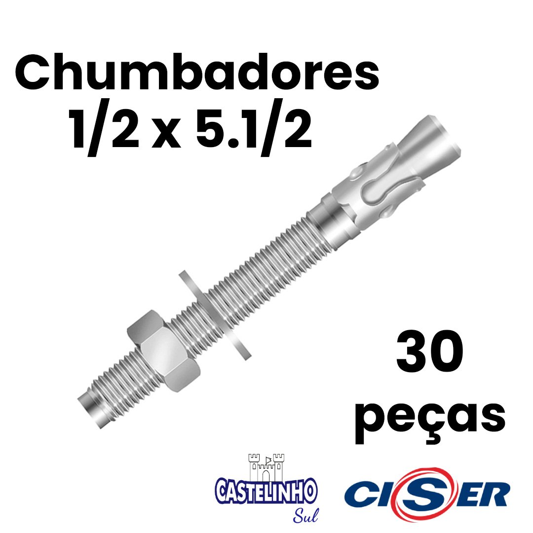 Chumbador Parabolt Pbc 1/2 X 5.1/2 Zincado 30un Caixa - 2