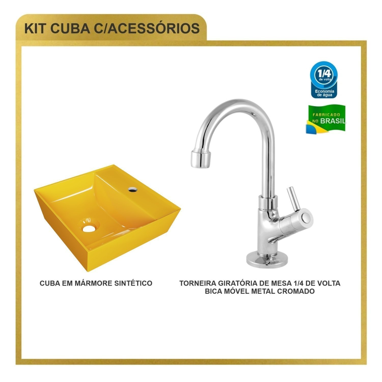 Kit Cuba Aq33 Volcano com Torneira 1198 Metal - 7