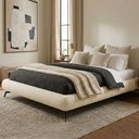 Ver imagem 2 de Cama King Base Box Pés Ferro 210cm Emma Bouclé Off White - Nexta Casa