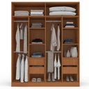 Ver imagem 4 de Roupeiro de 4 Portas e 4 Gavetas Lisboa Freijó e Verde Oliva Politorno