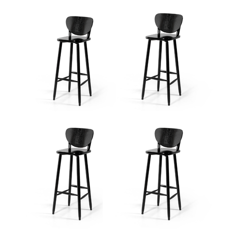 Conjunto 4 Banquetas Altas Bistrô de Madeira Lisboa:preta