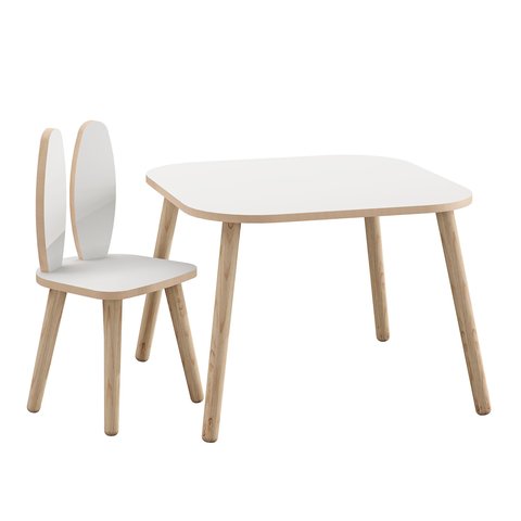 Conjunto Mesa Quadrada com Uma Cadeira Coelho