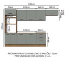 Ver imagem 4 de Armário de Cozinha Completa 330cm Rustic Cinza Agata Madesa 01