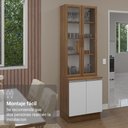 Ver imagem 5 de Kit Balcão + Cristaleira 70cm Rustic Branco Glamy Madesa 01 Rustic Branco