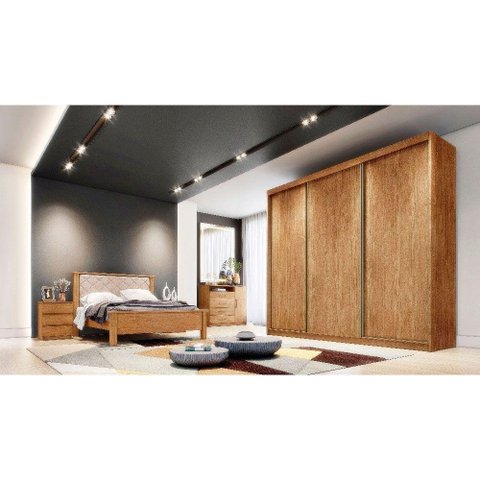 Guarda Roupa 3 Portas De Correr 4 Gavetas Spazzio Novo Horizonte Cumaru