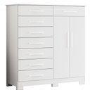Ver imagem 2 de Cômoda 8 Gavetas 2 Portas com Cabideiro Verona Branco