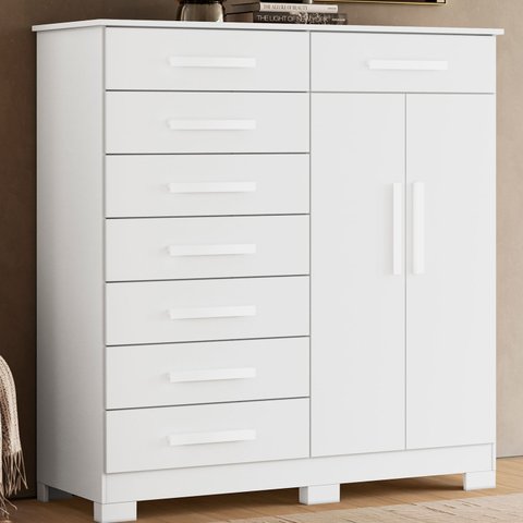 Cômoda 8 Gavetas 2 Portas com Cabideiro Verona