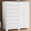 Ver imagem 1 de Cômoda 8 Gavetas 2 Portas com Cabideiro Verona Branco