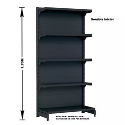 Gondola Parede 170 Fit Ate 5 Metros Preto 25 Bandeja Sp Etiqueta - 2