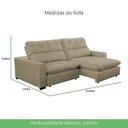 Ver imagem 3 de Sofa Retratil Reclinavel 2 Lugares 220cm Veludo Andreia Bege Capuccino
