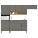 Ver imagem 1 de Armário de Cozinha 4 peças Balcão com Tampo 120cm Lina07 K02 Gris/Freijó - Mpozenato