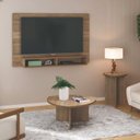 Ver imagem 1 de Sala de Estar Completa com Painel para TV até 42 pol com Mesa de Centro e Mesa Lateral Delta Oval Marrom 100% MDF