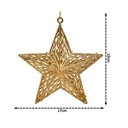 Kit 2 Estrelas Vazadas Dourado Metalizado Fosco 17x19cm - Magizi - 2