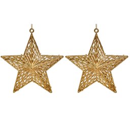 Kit 2 Estrelas Vazadas Dourado Metalizado Fosco 17x19cm - Magizi - 1