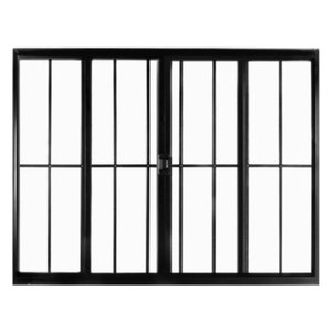 Janela de alumínio 04 folhas com grade preto - 100x100