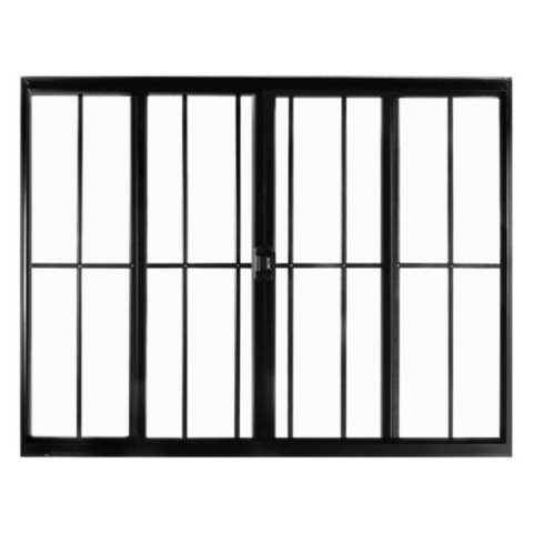 Janela de alumínio 04 folhas com grade preto - 100x100
