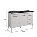 Ver imagem 5 de Balcão P/Cooktop 4 Bocas 2 Portas 3 Gavetas Virtus Branco
