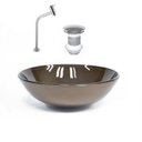 Ver imagem 1 de Kit Cuba Vidro Redonda 35cm Torneira + Válvula