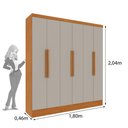 Ver imagem 4 de Guarda-Roupa Casal com 6 Portas e 4 Gavetas 180cm Multimóveis CR35483 Cinamomo/Off White